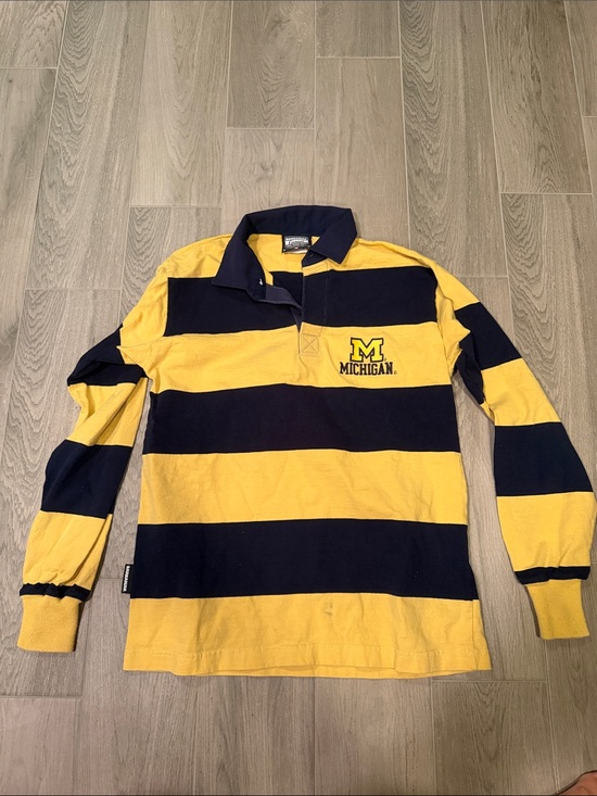 Barbarian Other - Barbarian Casual Men’s Blue and Yellow Michigan Rugby Shirt Size: M